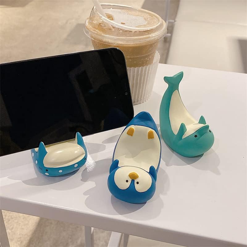 JCSMARTEC Cute Dolphin Shark Whale Phone Holder, Resin Funny Creative Animal Desk Phone Stand Mount Free Your Hands Lovely Office Decor (Whale Design) - Image 3